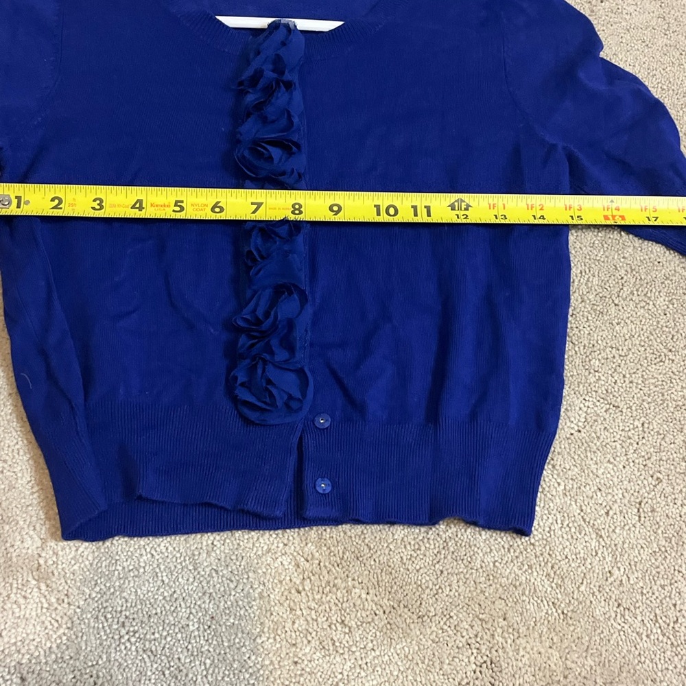 Express Collection Studio Royal Blue Ruffle Front Cardigan small - Picture 6 of 7